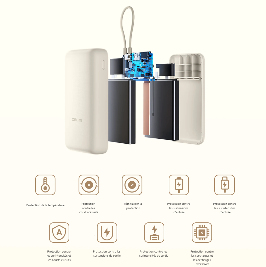 Batterie externe Xiaomi 33W 20000mAh (câble intégré)